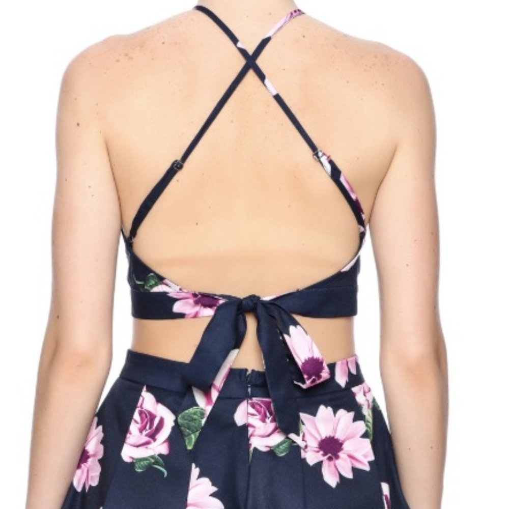 AGACI 2 piece floral navy set